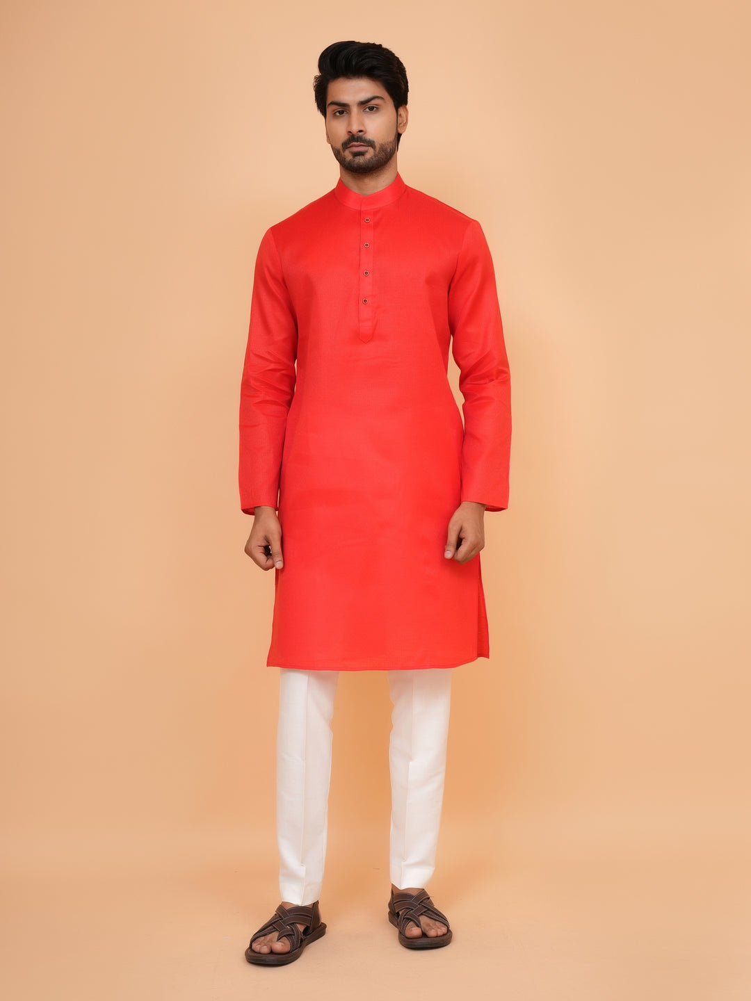 Checked Red Kurta Set - KM44091-4