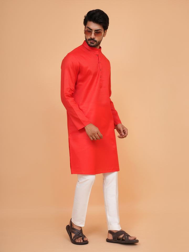 Checked Red Kurta Set - KM44091-4