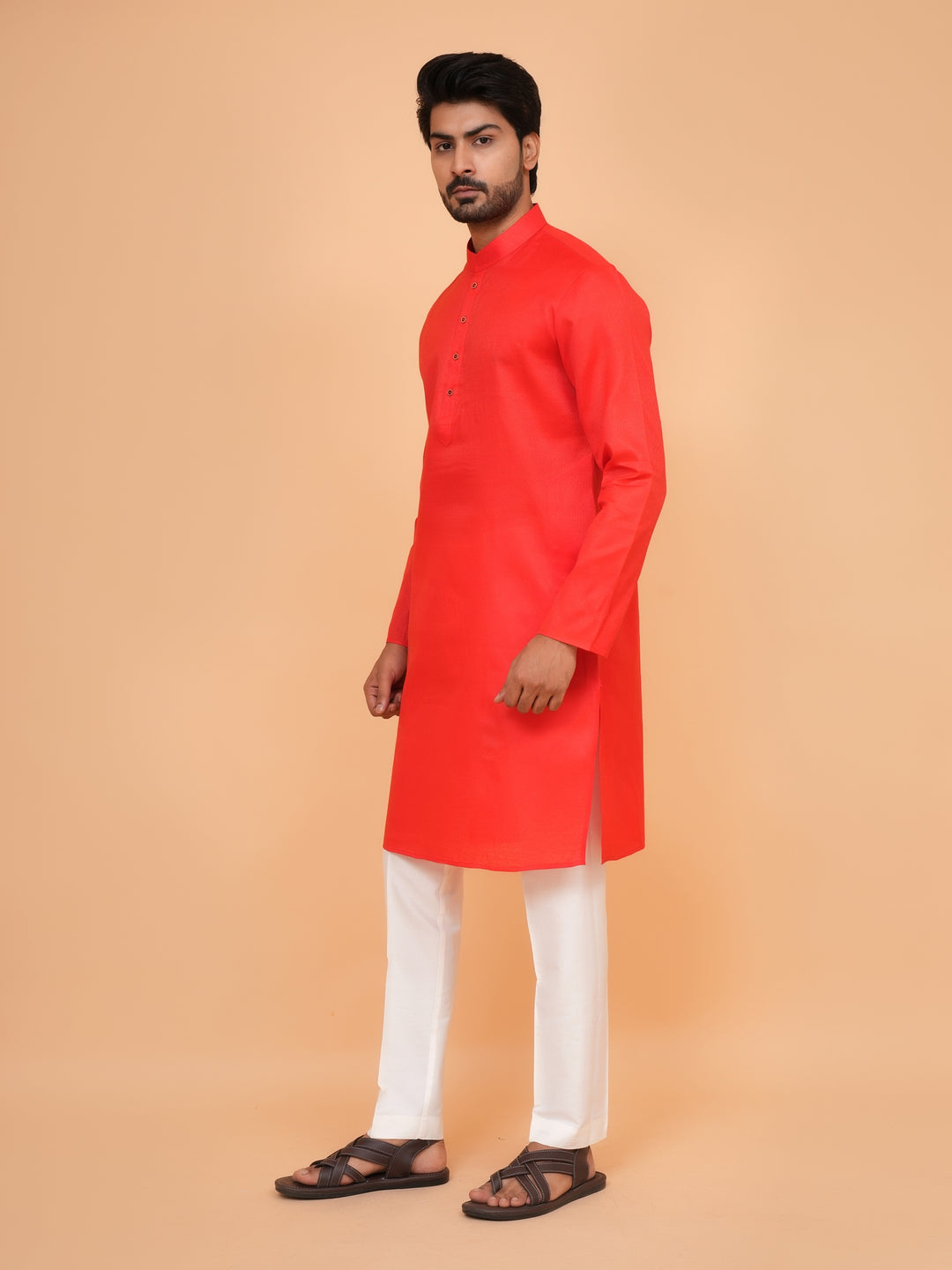 Checked Red Kurta Set - KM44091-4