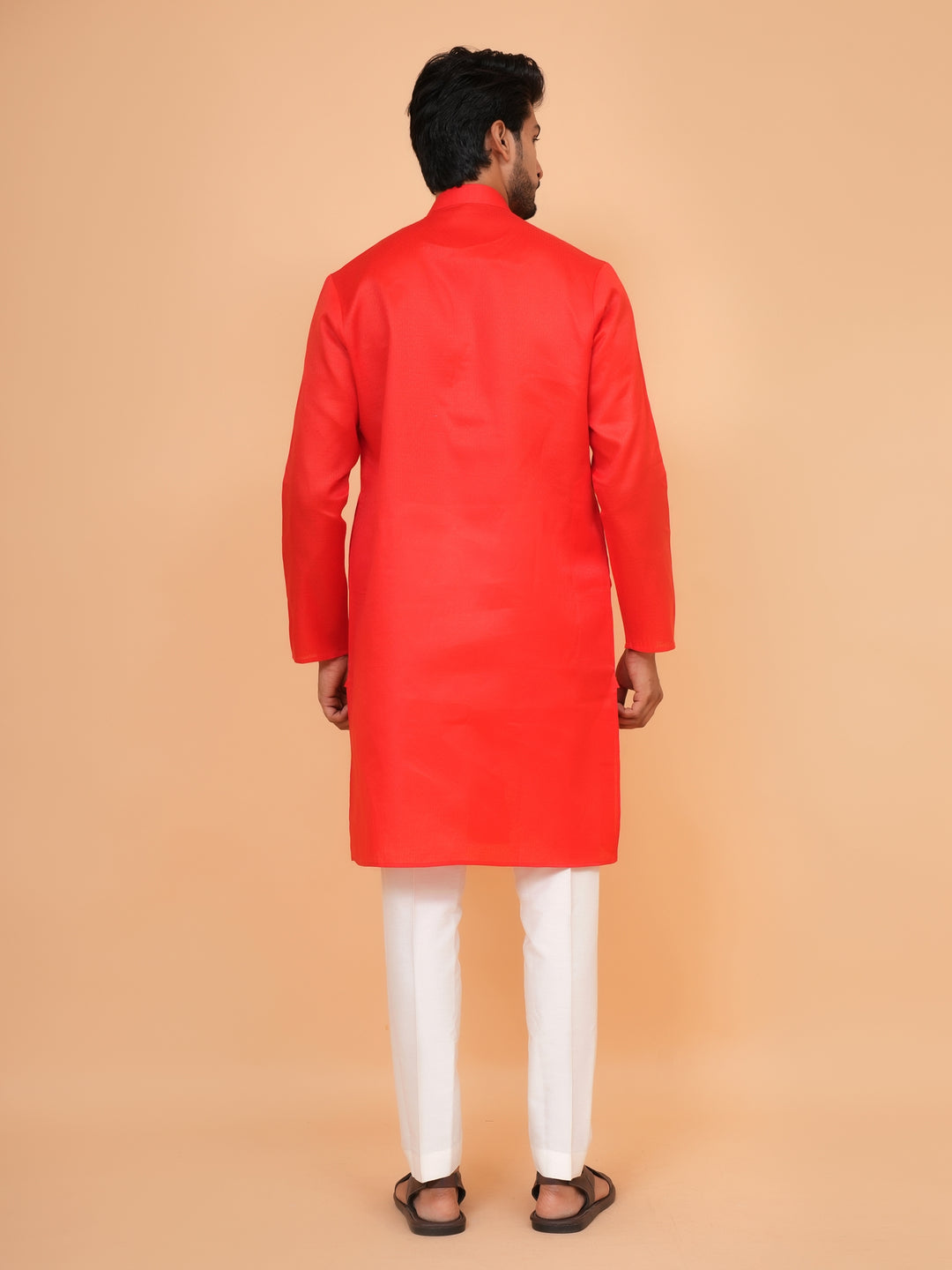 Checked Red Kurta Set - KM44091-4
