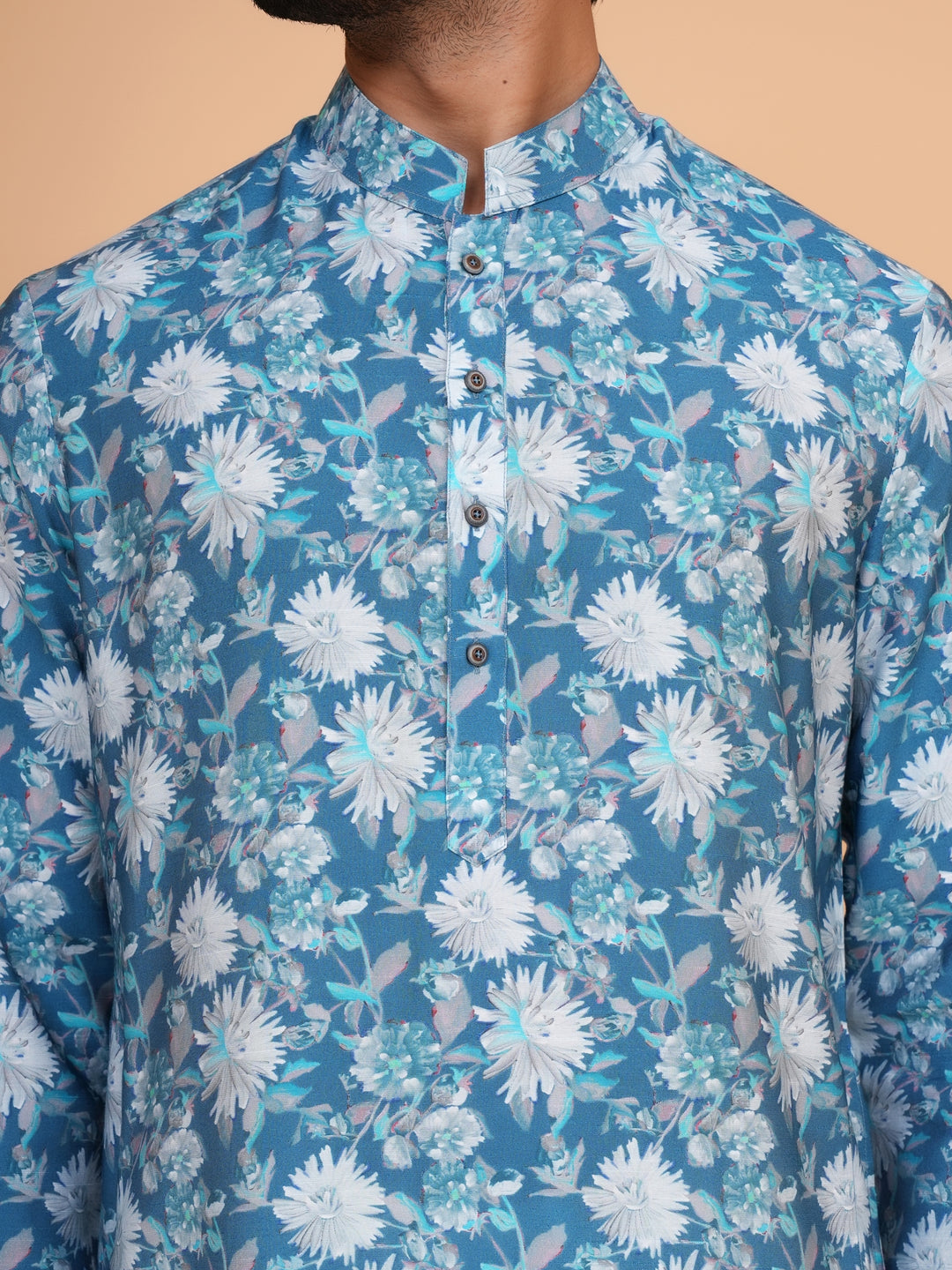 Floral Blue Kurta Set - KM44563-1