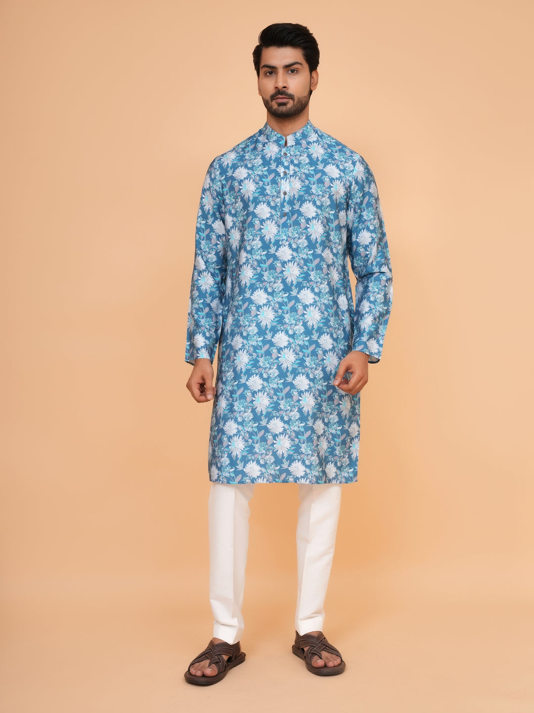 Floral Blue Kurta Set - KM44563-1