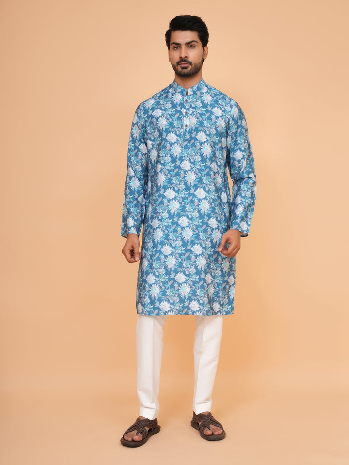Floral Blue Kurta Set - KM44563-1