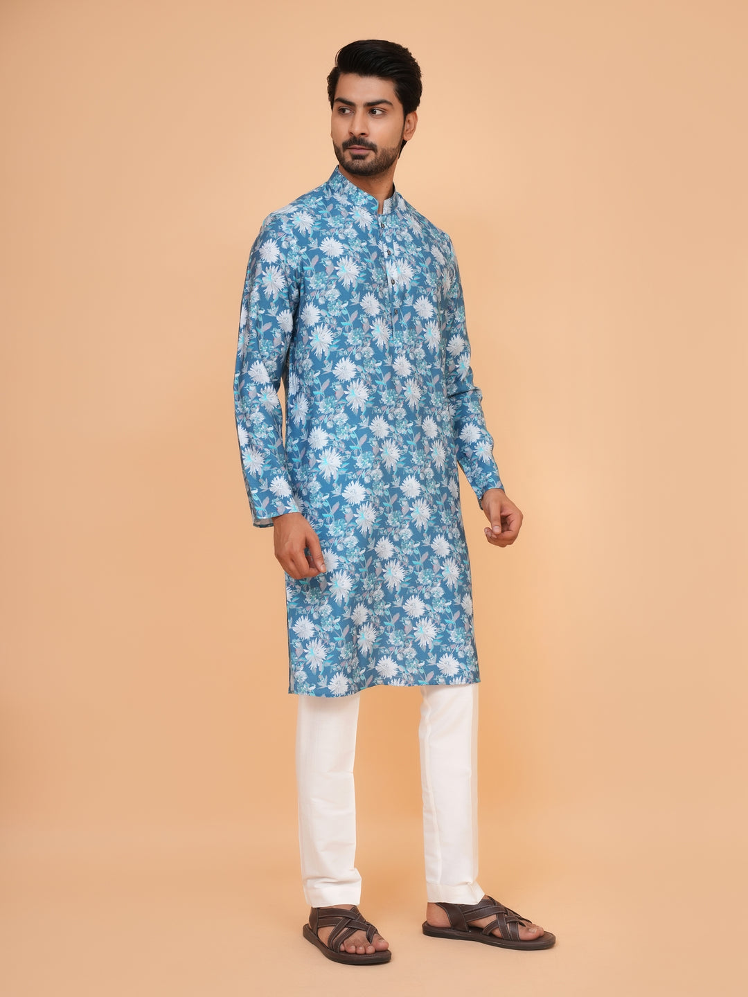 Floral Blue Kurta Set - KM44563-1