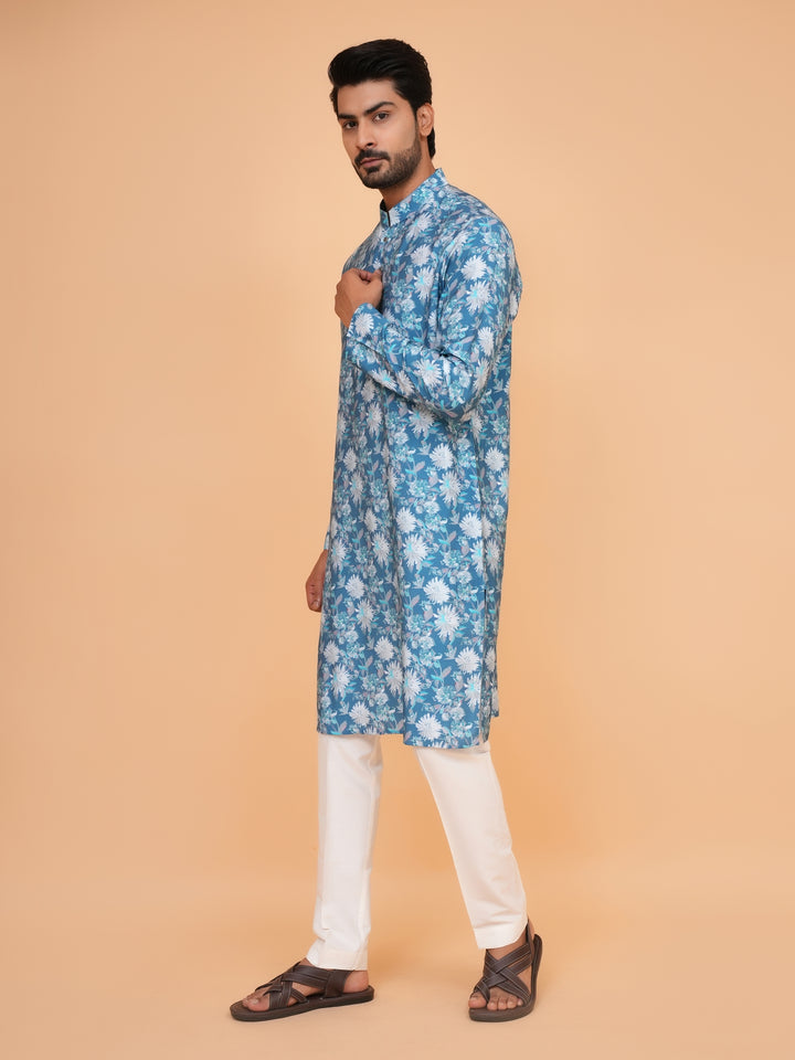 Floral Blue Kurta Set - KM44563-1