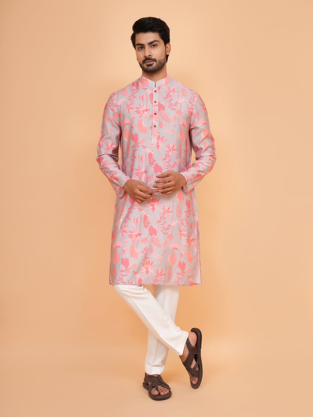 Floral Pink Kurta Set - KM44564-12