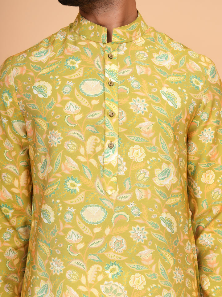 Floral Green Kurta Set - KM44565-23