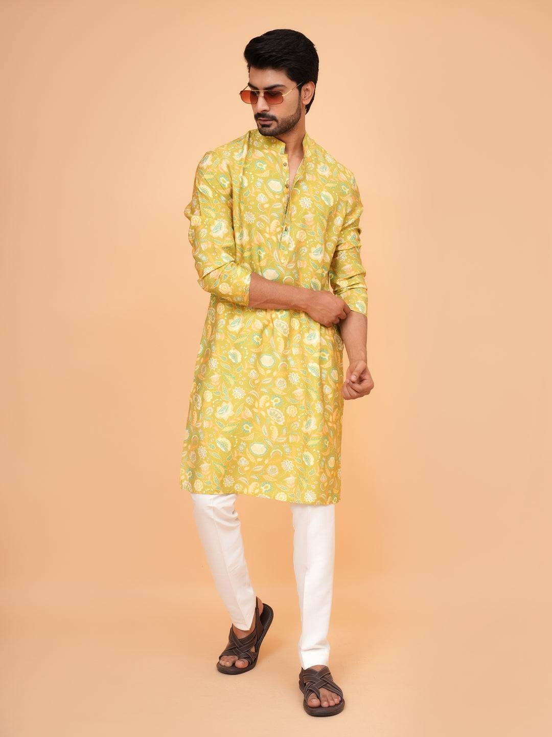 Floral Green Kurta Set - KM44565-23