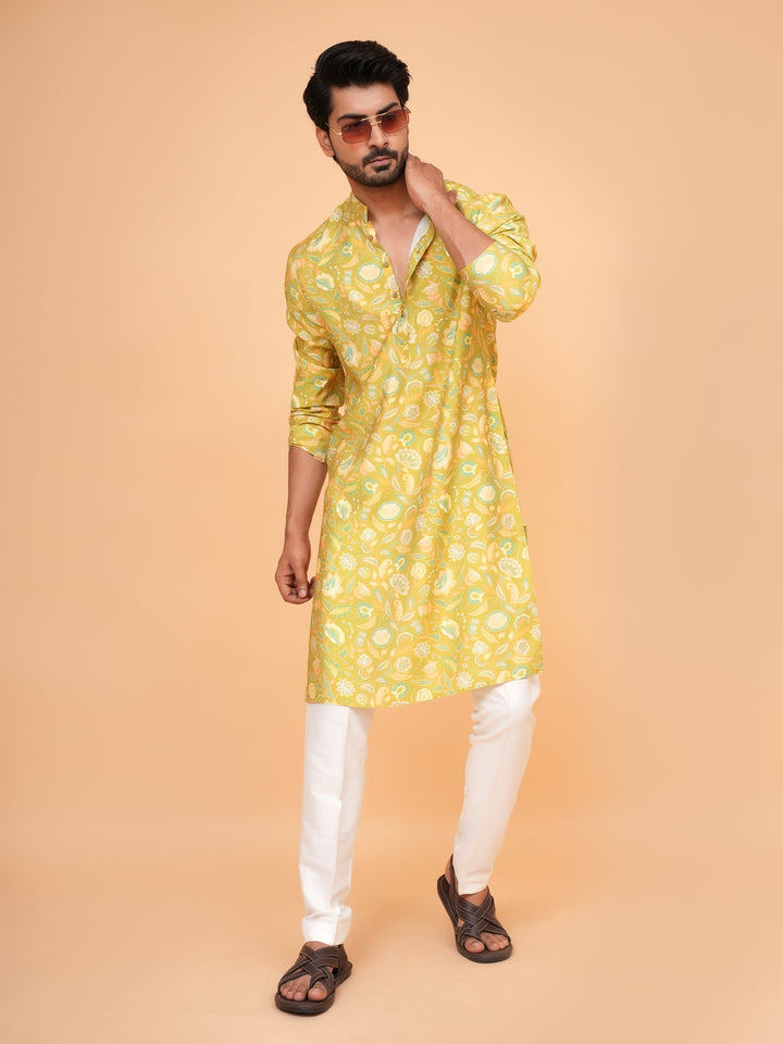 Floral Green Kurta Set - KM44565-23