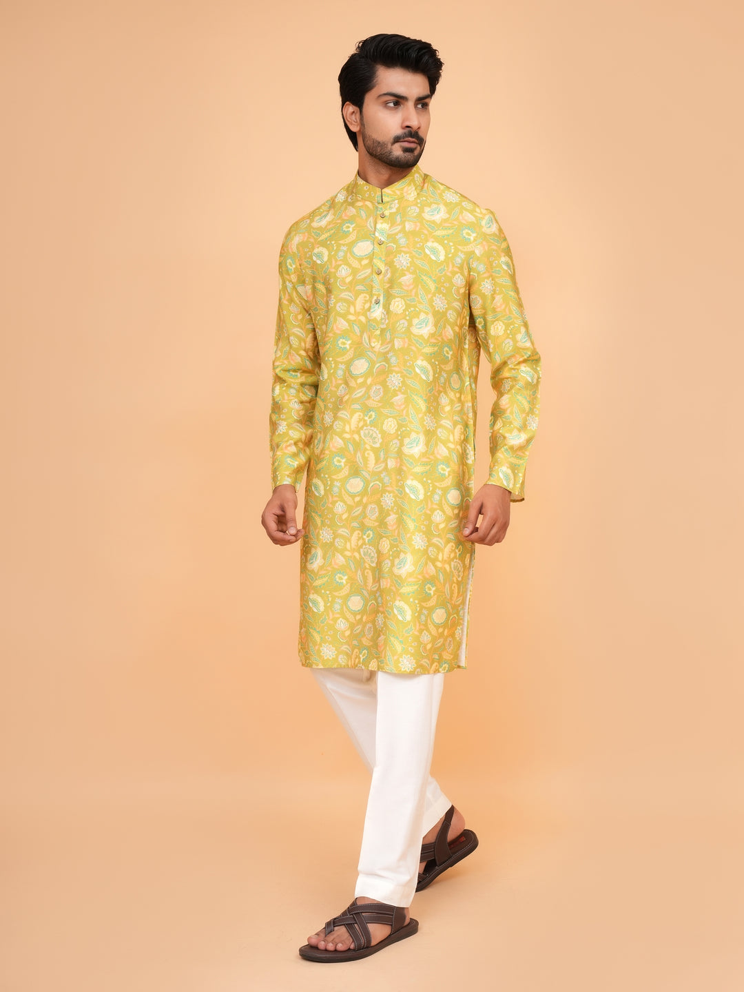 Floral Green Kurta Set - KM44565-23