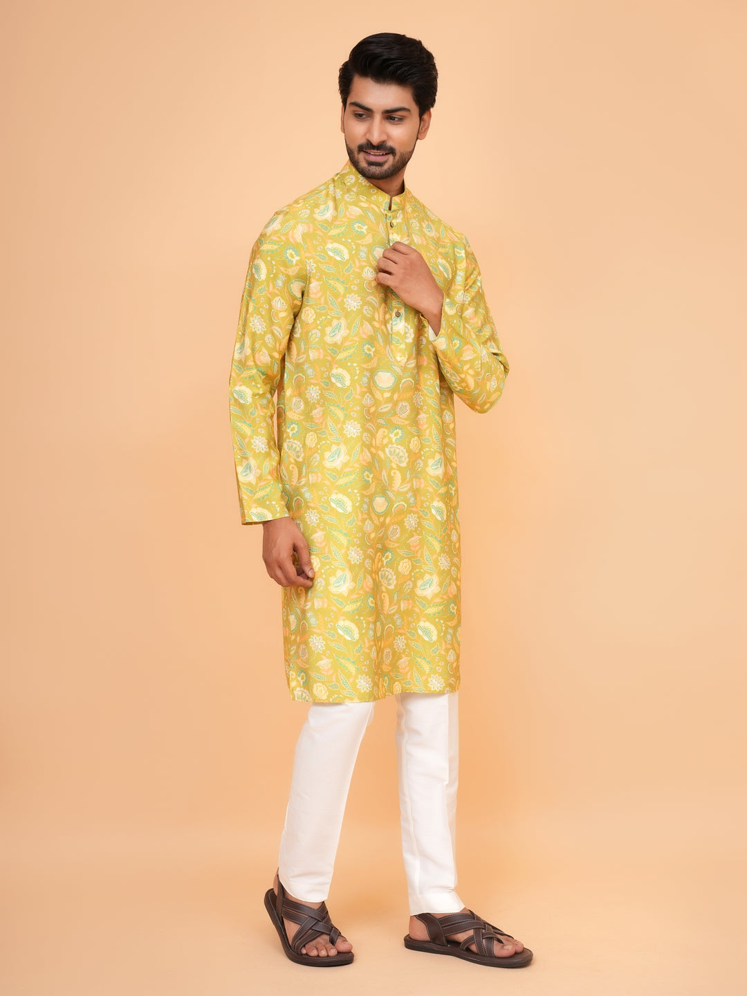 Floral Green Kurta Set - KM44565-23