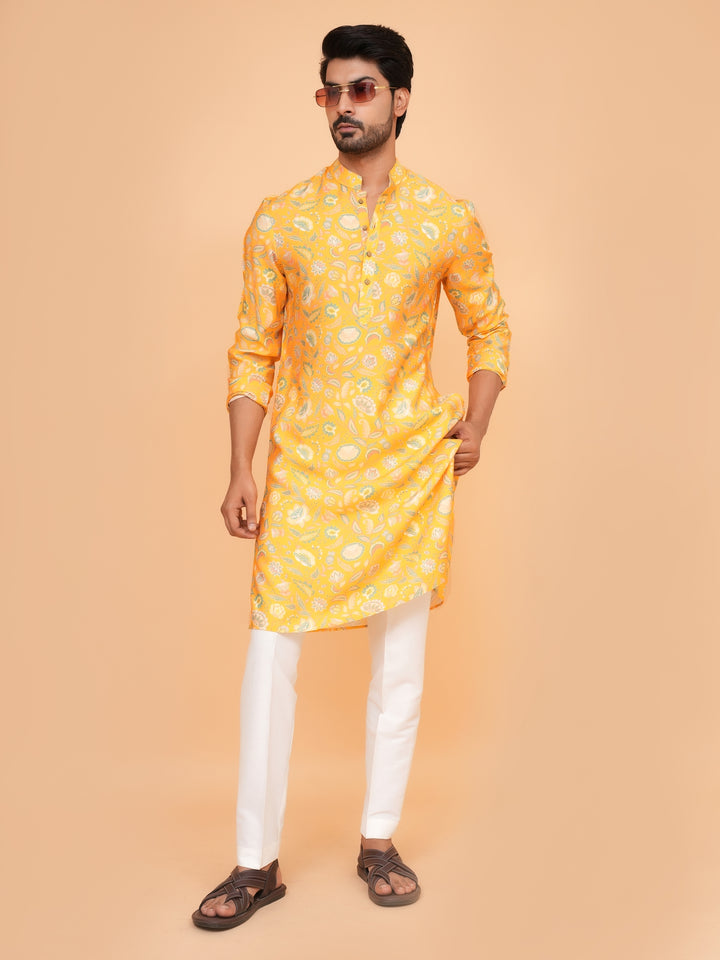 Floral Mustard Kurta Set - KM44565-14