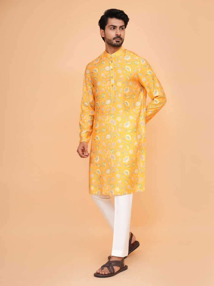 Floral Mustard Kurta Set - KM44565-14