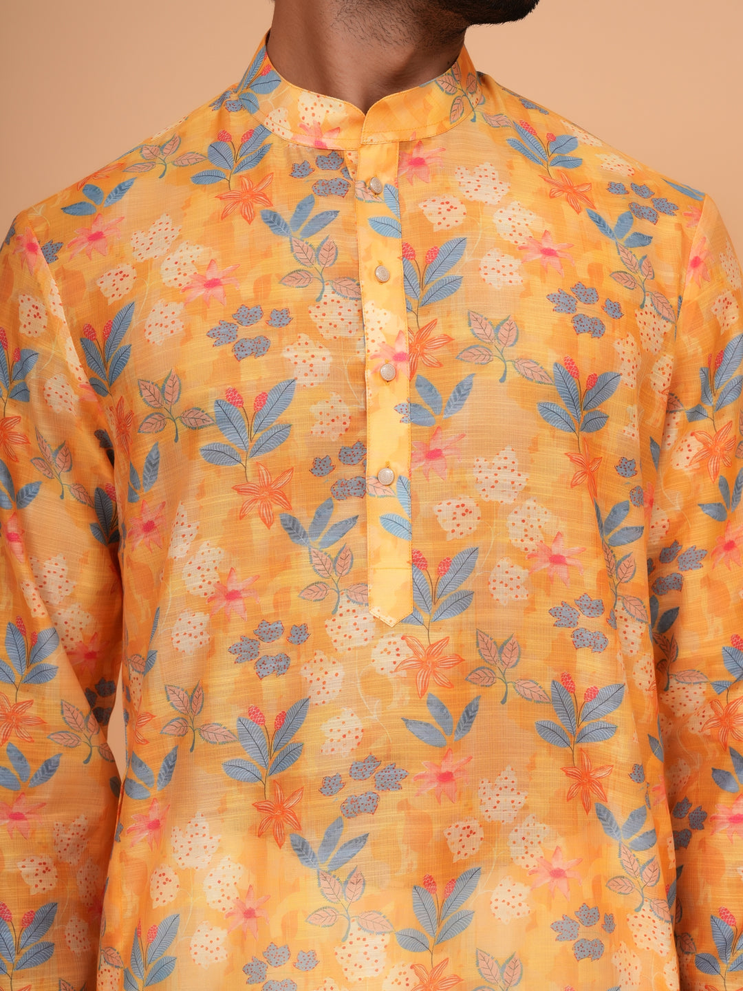 Floral Yellow Kurta Set - KM45061-1
