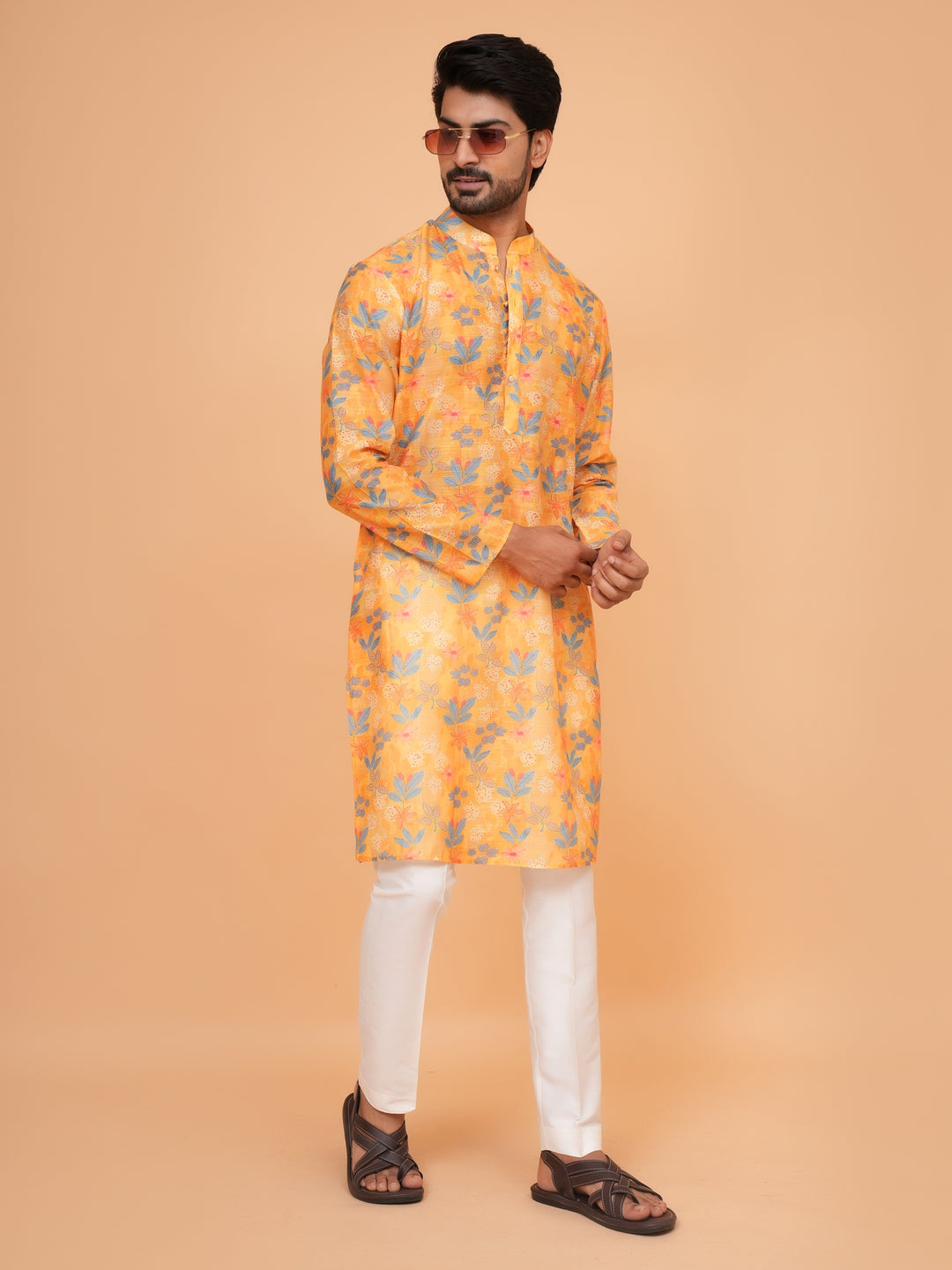 Floral Yellow Kurta Set - KM45061-1