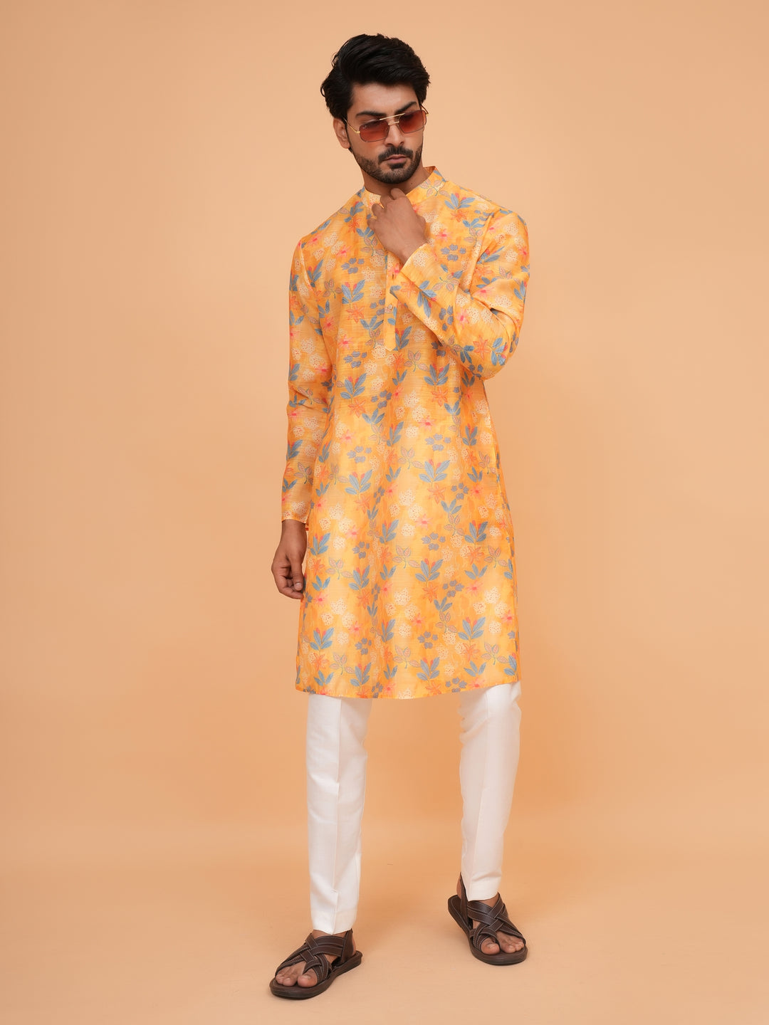 Floral Yellow Kurta Set - KM45061-1