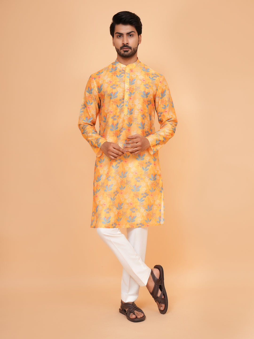 Floral Yellow Kurta Set - KM45061-1