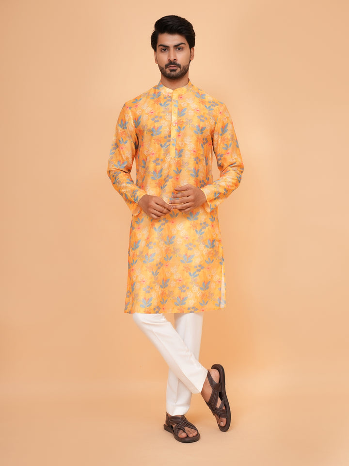 Floral Yellow Kurta Set - KM45061-1