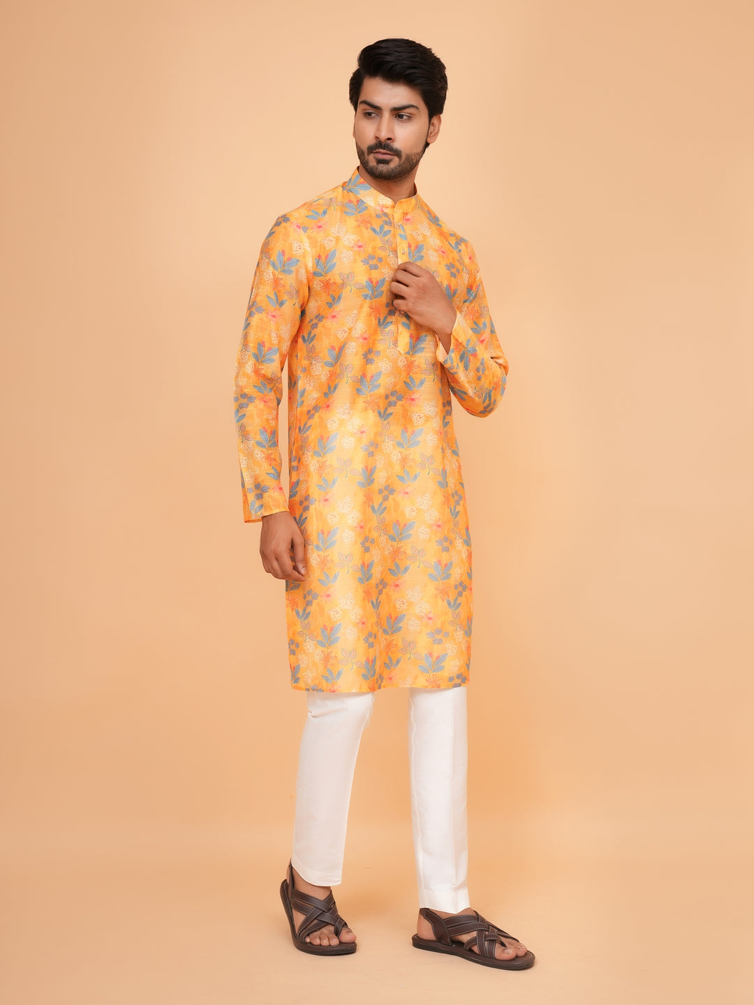 Floral Yellow Kurta Set - KM45061-1