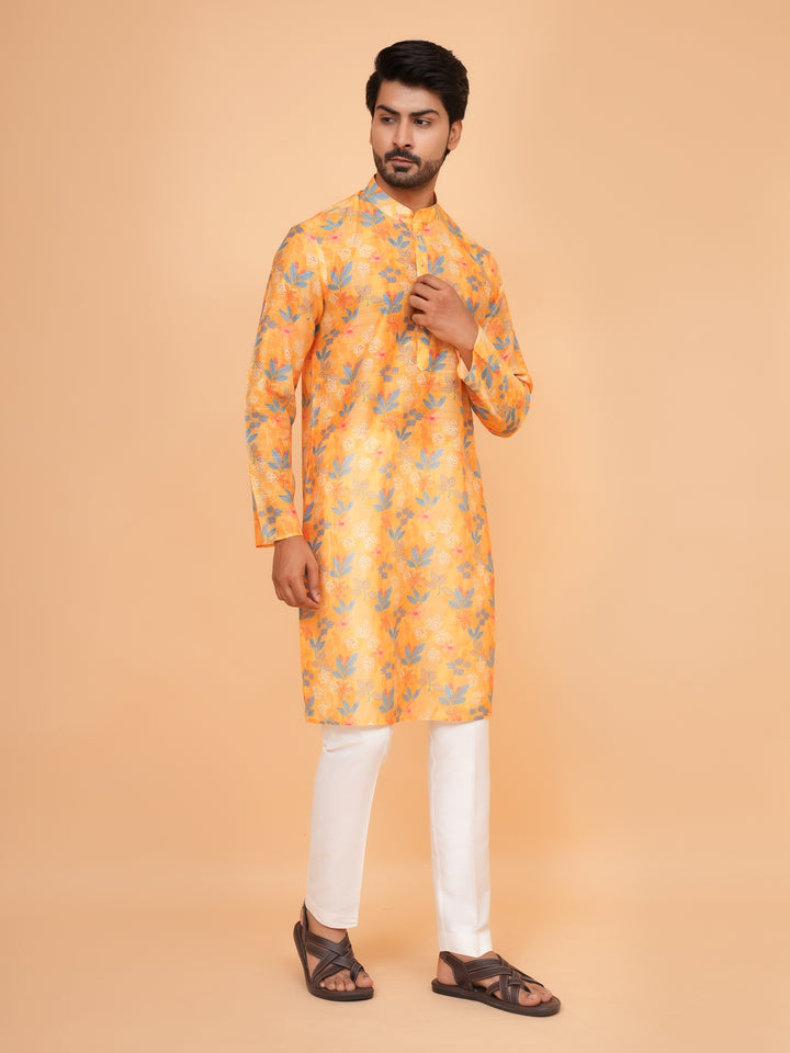 Floral Yellow Kurta Set - KM45061-1