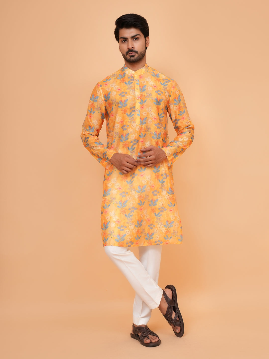 Floral Yellow Kurta Set - KM45061-1