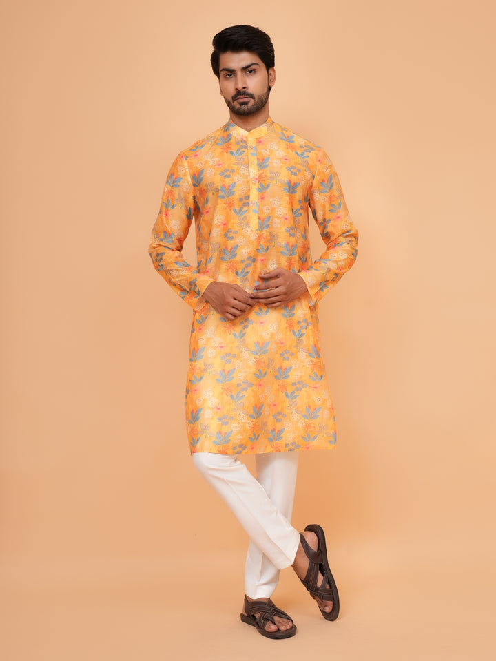 Floral Yellow Kurta Set - KM45061-1