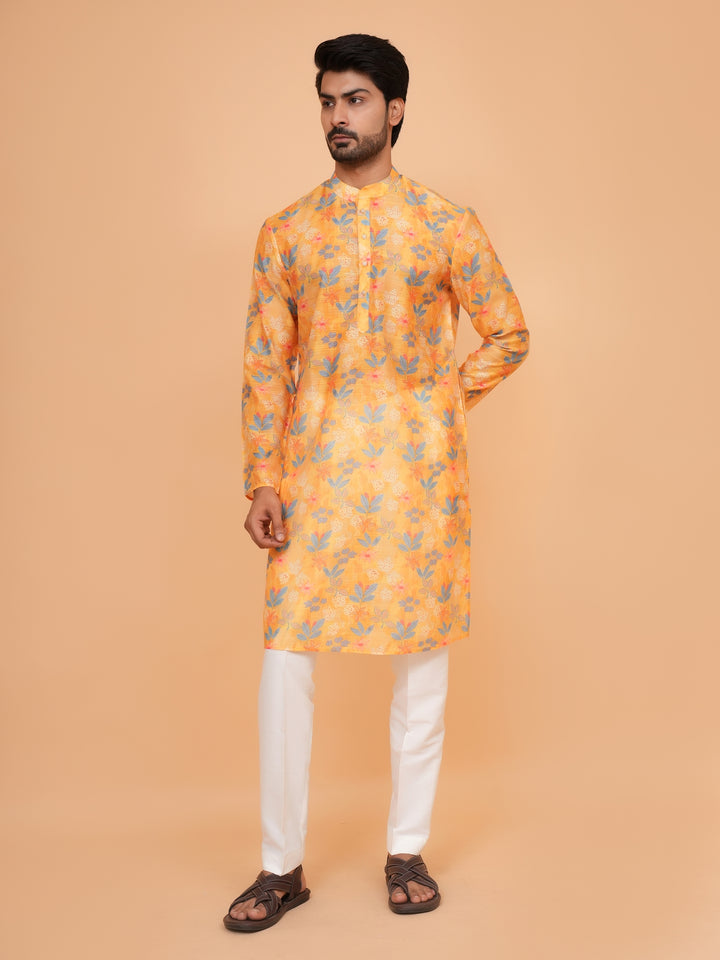 Floral Yellow Kurta Set - KM45061-1