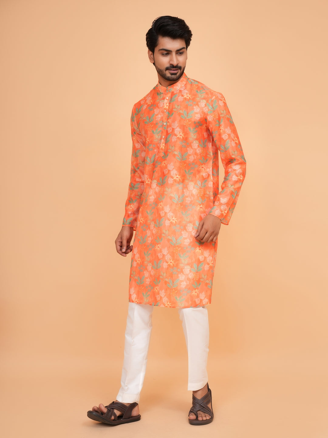Floral Orange Kurta Set - KM45061-2