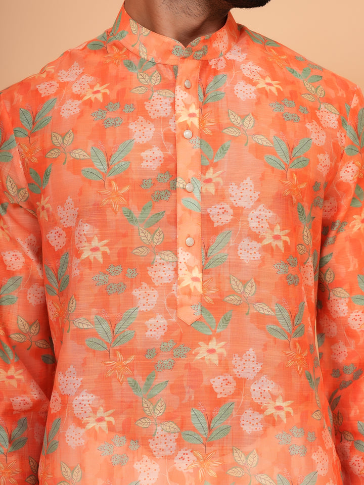 Floral Orange Kurta Set - KM45061-2