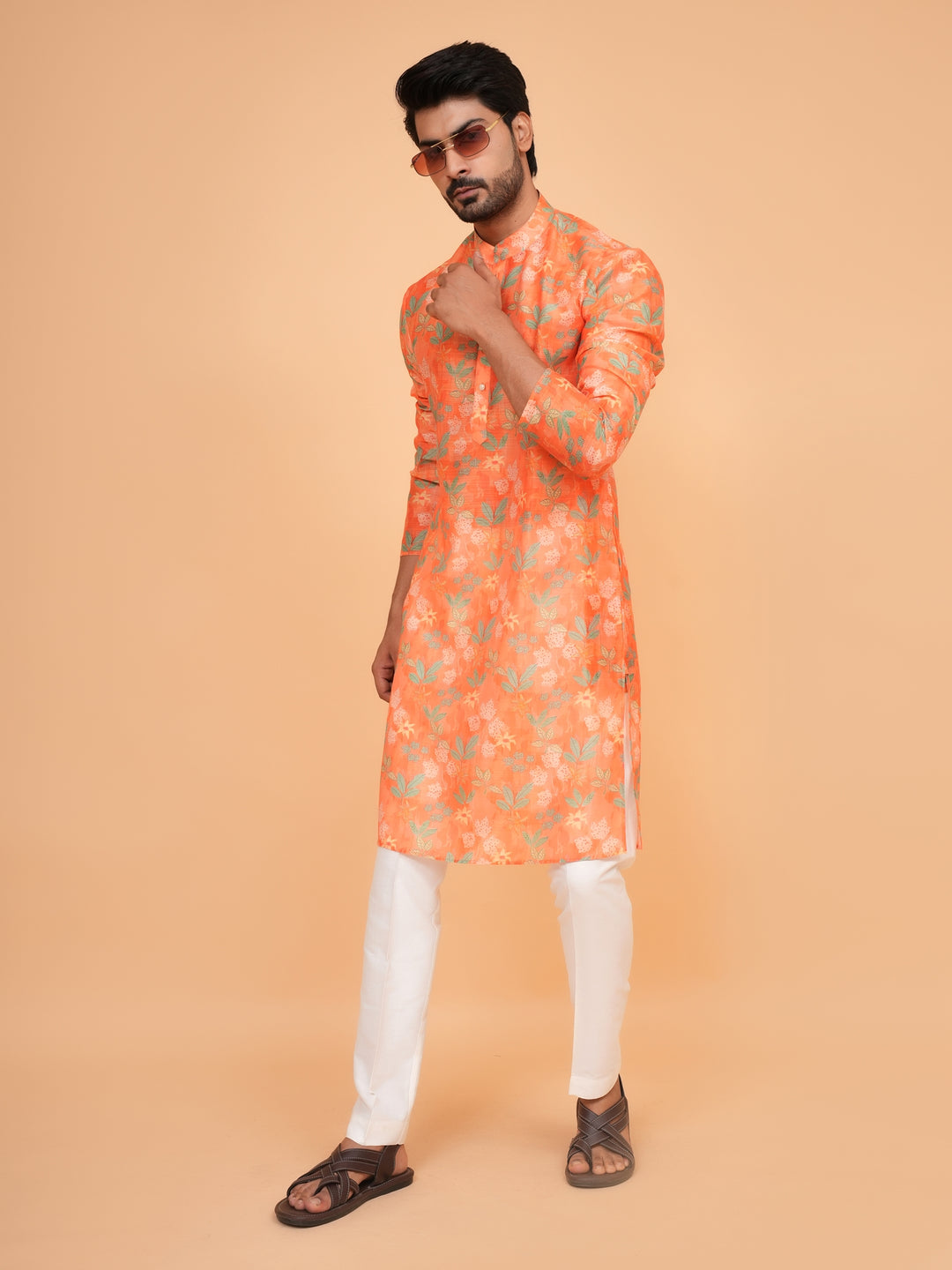 Floral Orange Kurta Set - KM45061-2