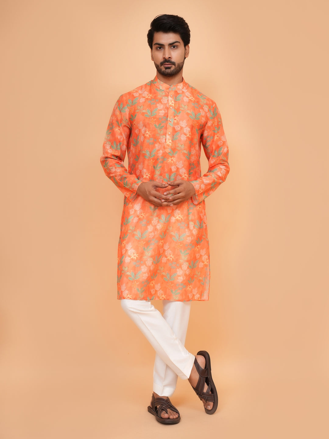 Floral Orange Kurta Set - KM45061-2