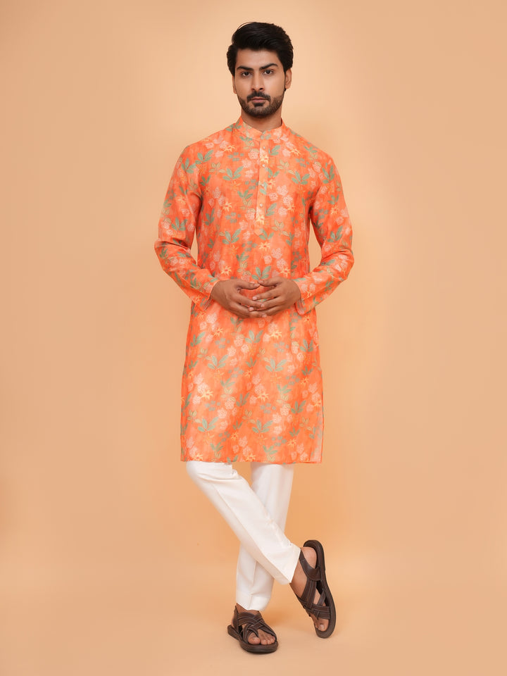 Floral Orange Kurta Set - KM45061-2