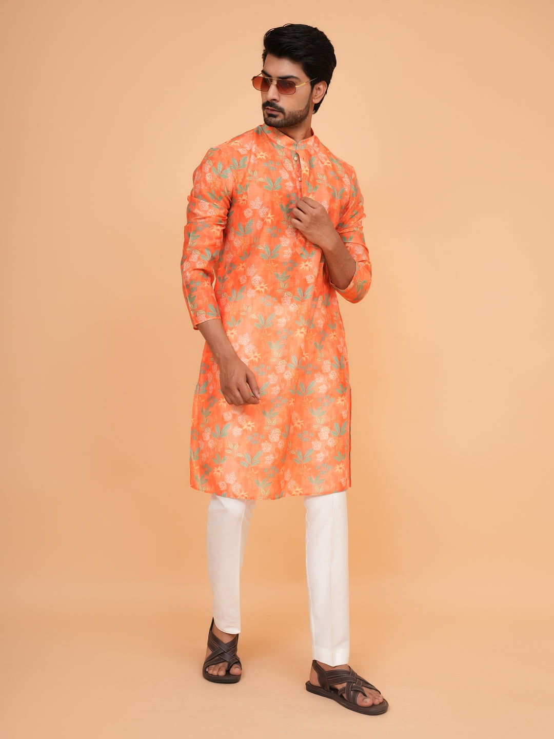 Floral Orange Kurta Set - KM45061-2
