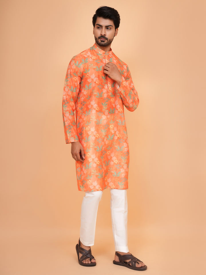 Floral Orange Kurta Set - KM45061-2
