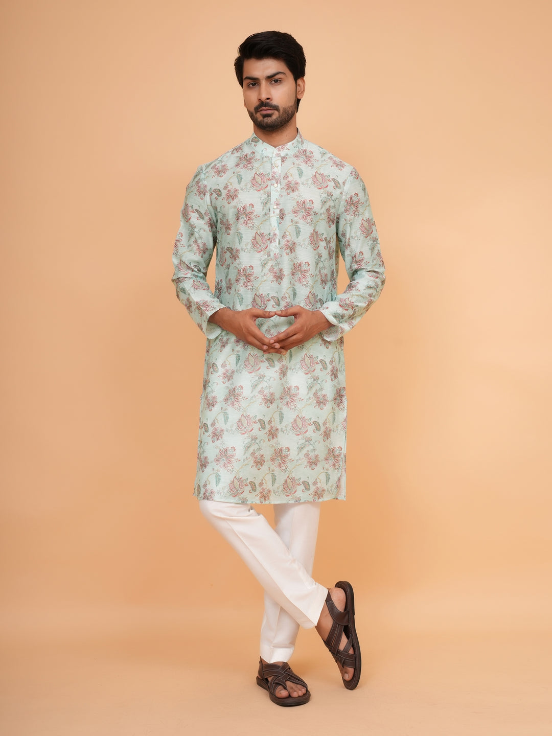 Floral Green Kurta Set - KM45062-1