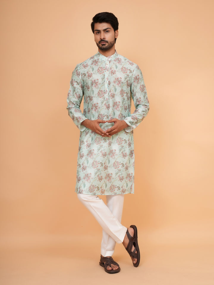 Floral Green Kurta Set - KM45062-1