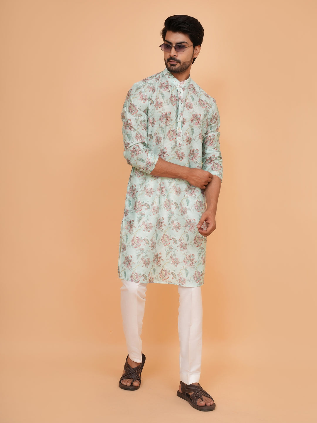 Floral Green Kurta Set - KM45062-1