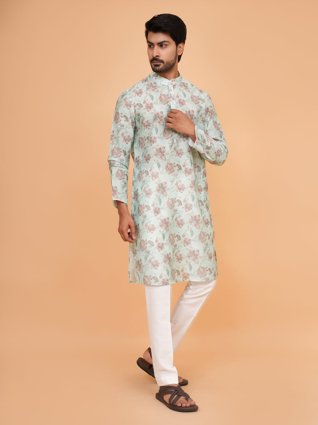 Floral Green Kurta Set - KM45062-1