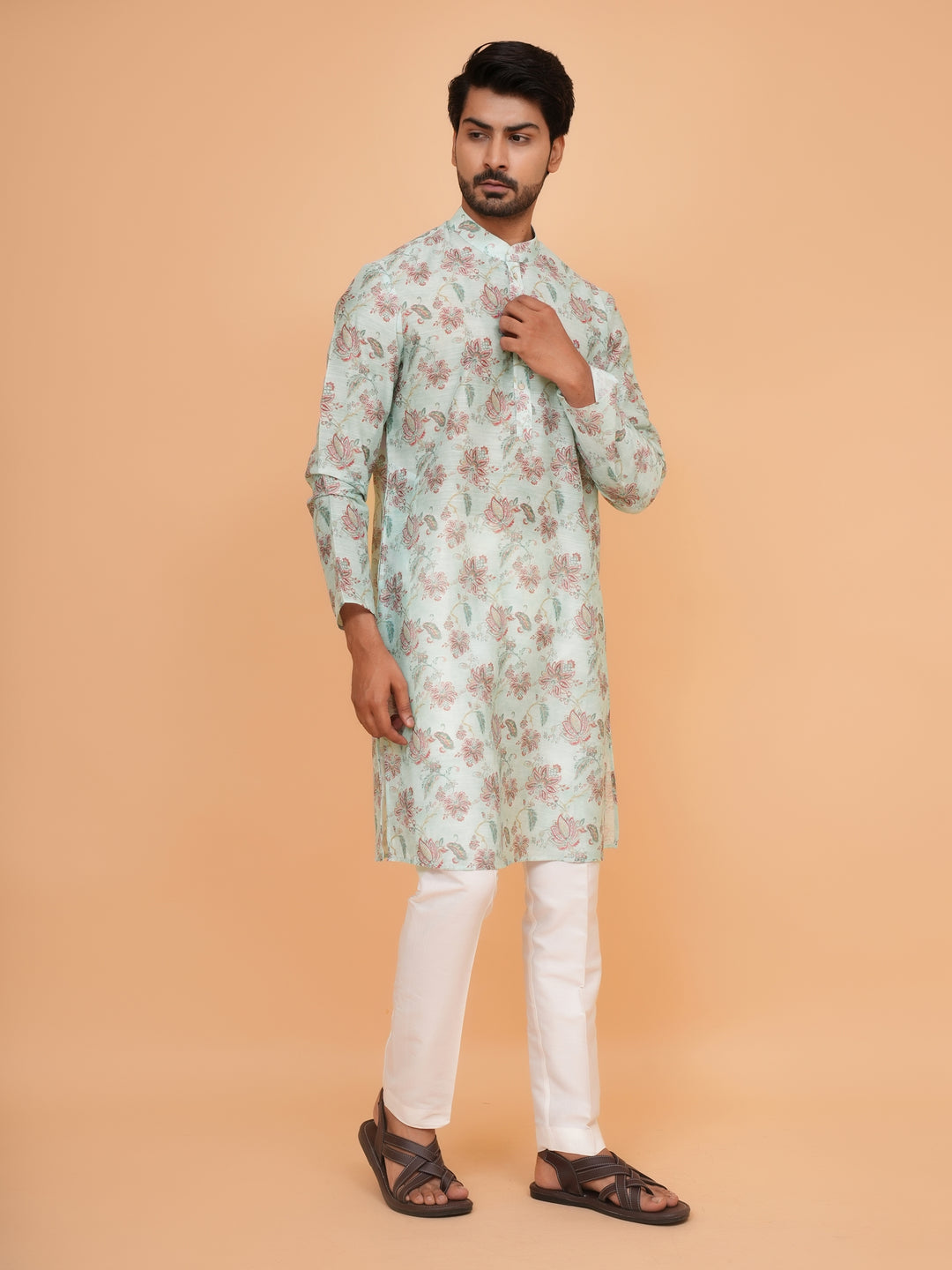 Floral Green Kurta Set - KM45062-1