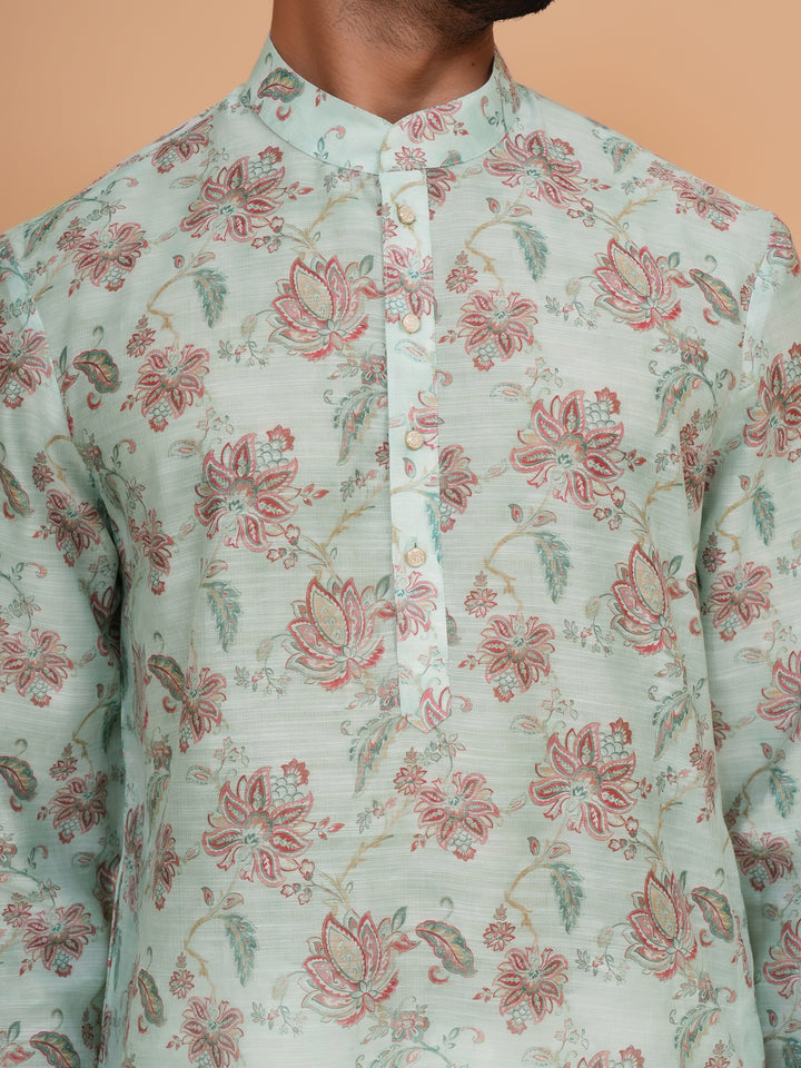 Floral Green Kurta Set - KM45062-1