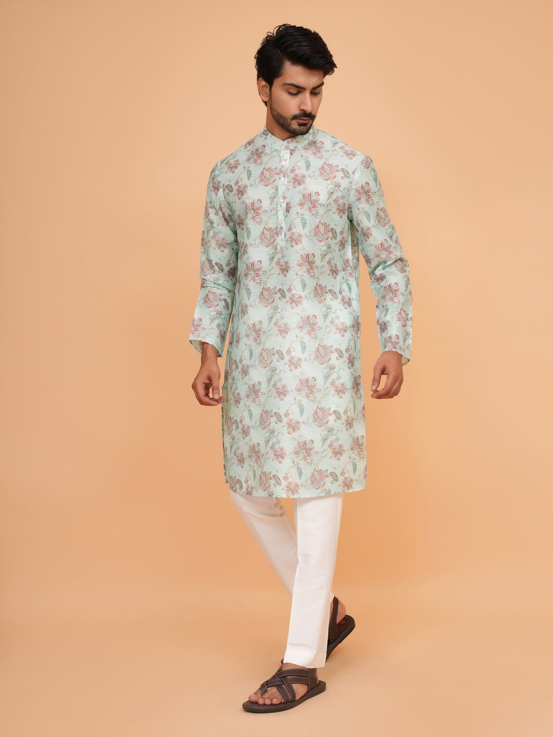 Floral Green Kurta Set - KM45062-1