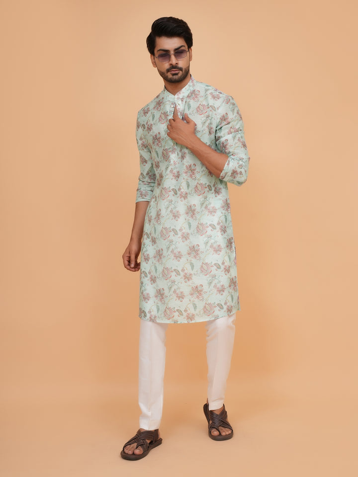 Floral Green Kurta Set - KM45062-1