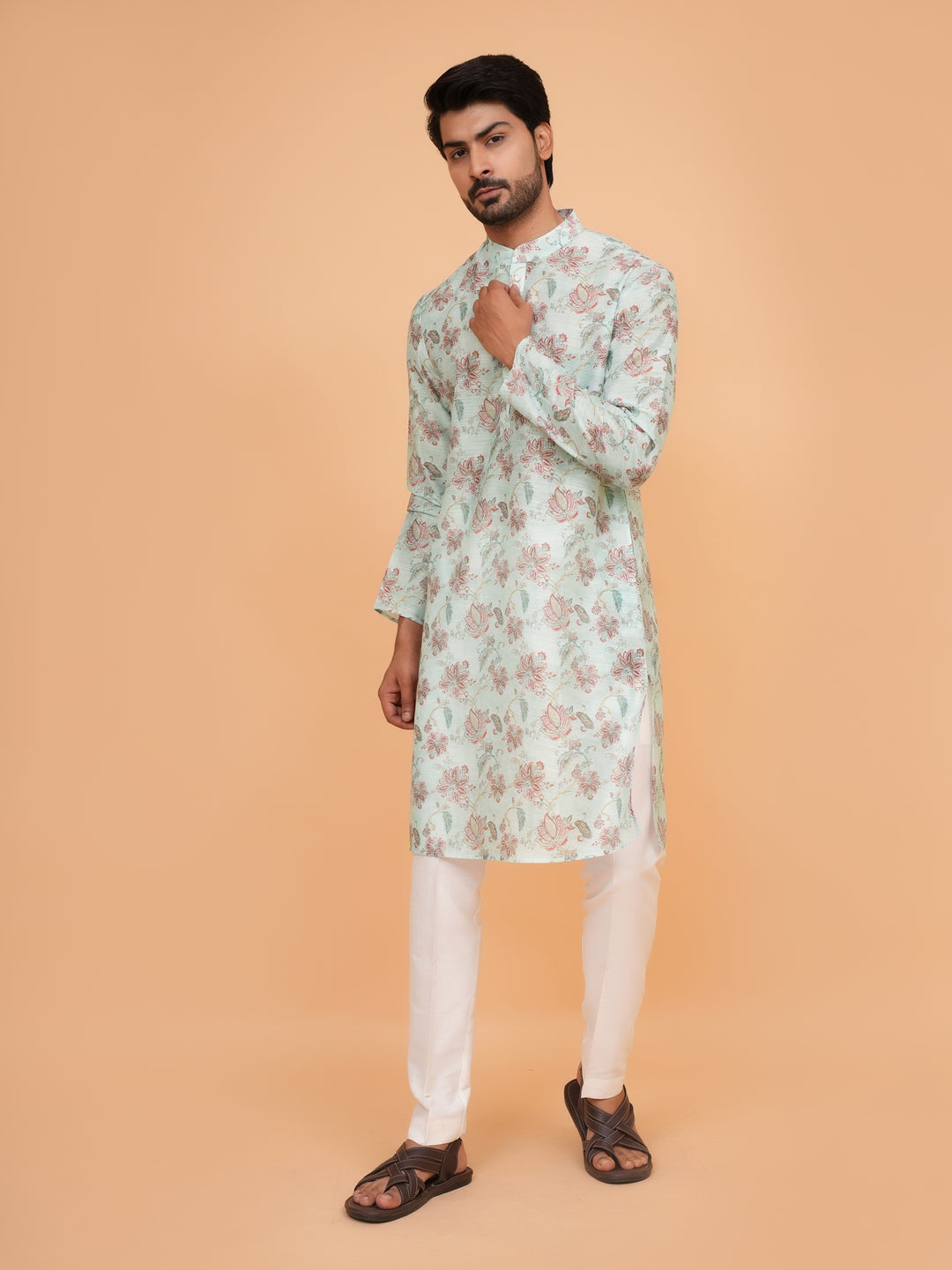 Floral Green Kurta Set - KM45062-1