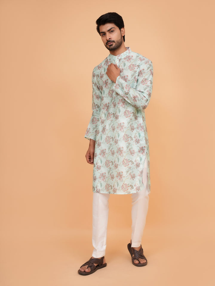 Floral Green Kurta Set - KM45062-1