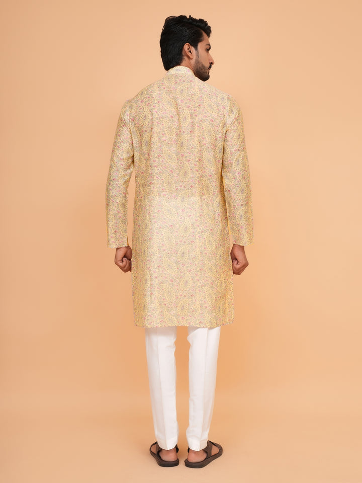Paisley Yellow Kurta Set - KM45063-13