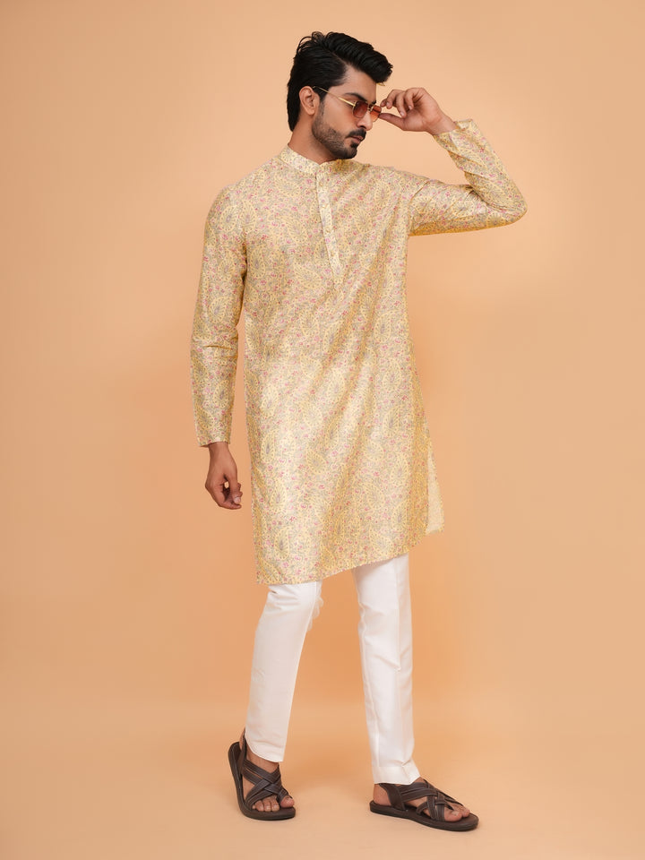 Paisley Yellow Kurta Set - KM45063-13
