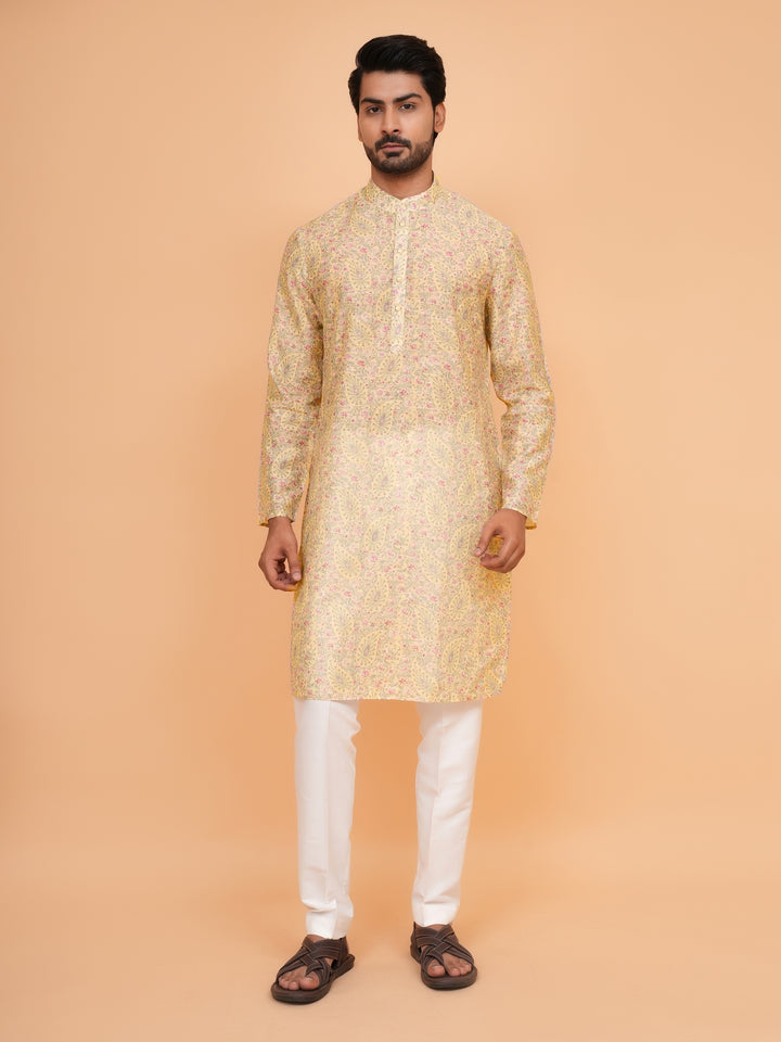 Paisley Yellow Kurta Set - KM45063-13