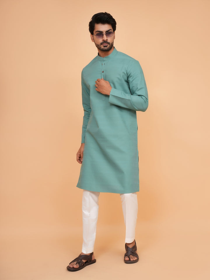 Striped Green Kurta Set - KM45155-70