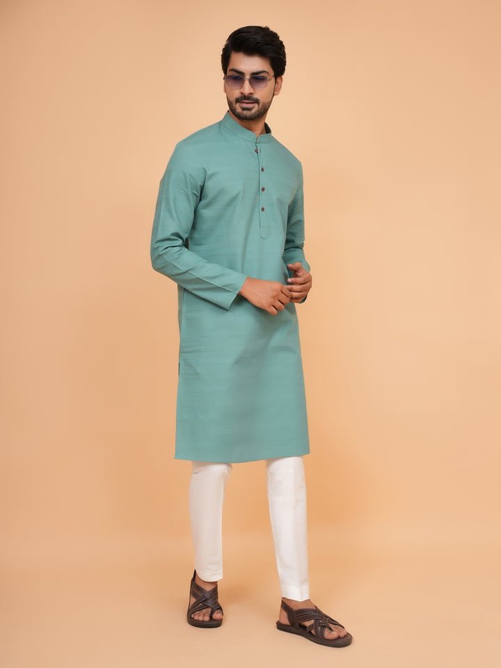 Striped Green Kurta Set - KM45155-70