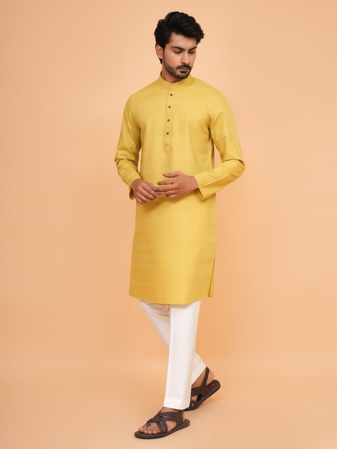 Striped Mustard Kurta Set - KM45155-67